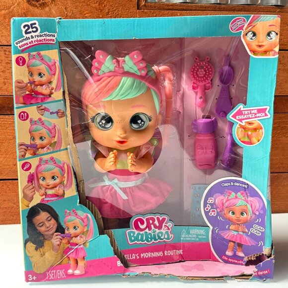 Cry Babies Bella's Morning Routine Interactive 13.6" Baby Doll with 25+ Baby NW - Picture 1 of 7